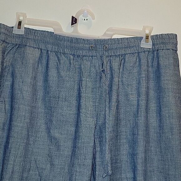 J. Crew Blue Chambray Drawstring Ankle Pant sz 16 100 cotton - Picture 5 of 7